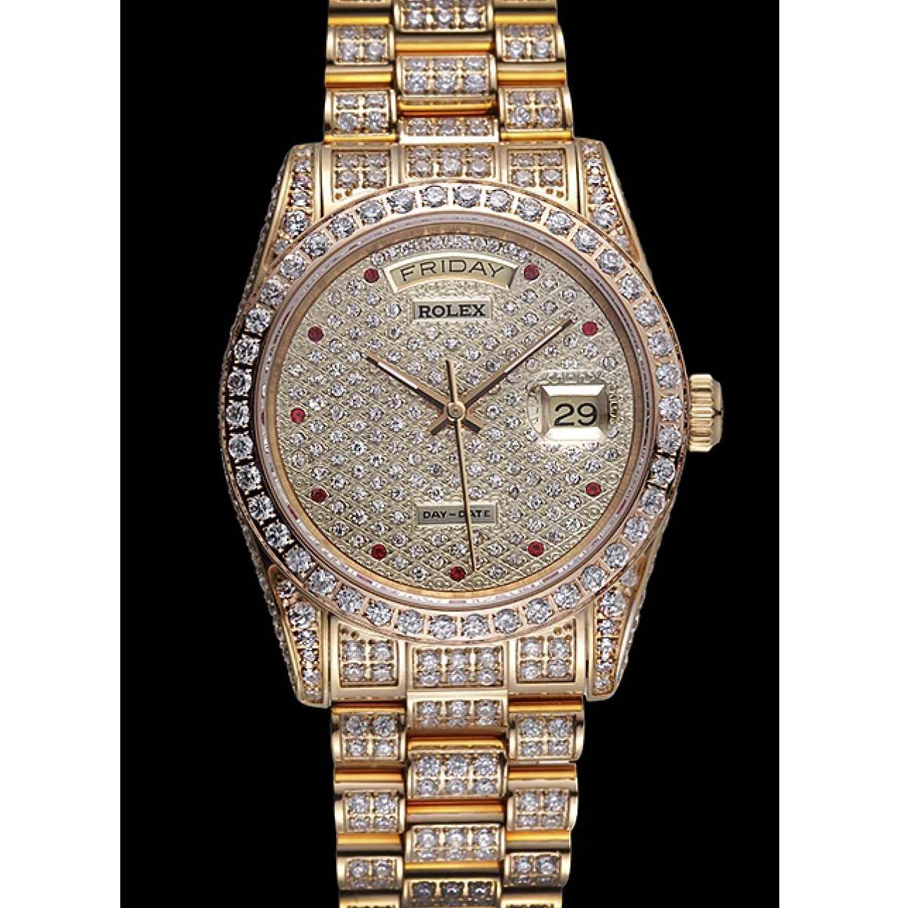 Aaa replica watch Yellow Day-Date Diamonds 621615 Gold-srl185 Swiss Rolex 0703